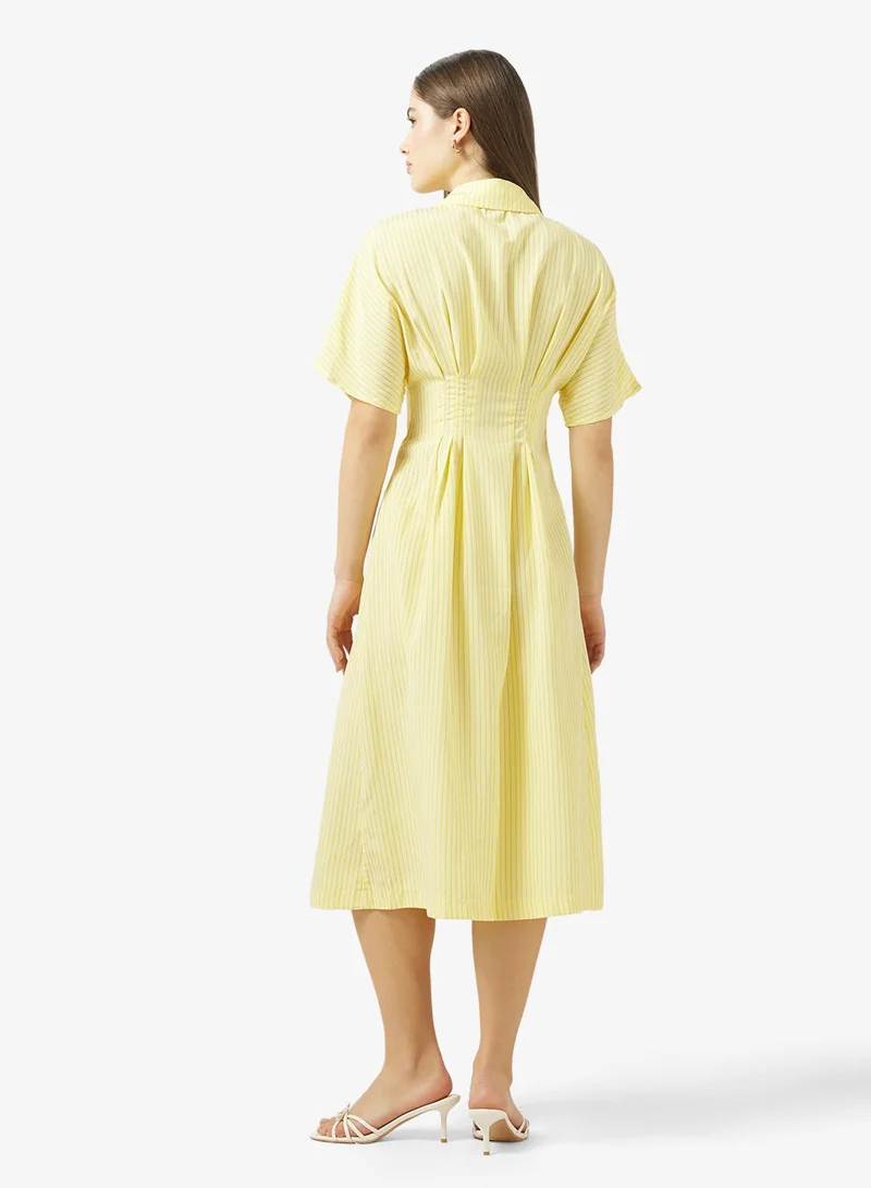 Ginger  Button Up Pinstripe Shirt Dress for Women | Best Price UAE